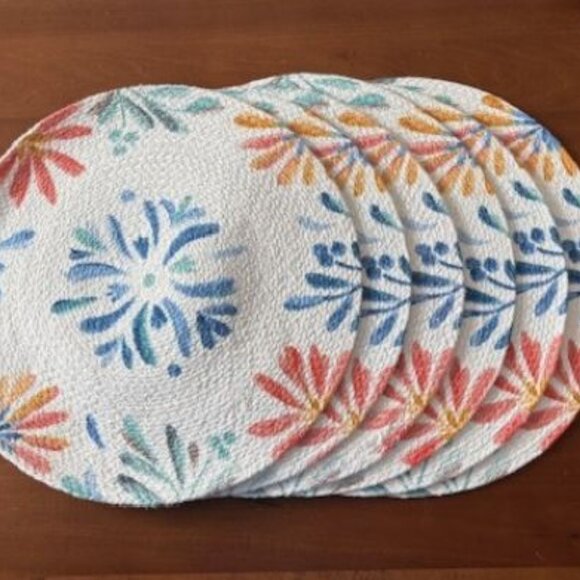 Food Network Round Floral Placemats - Set of 6 - Picture 1 of 5
